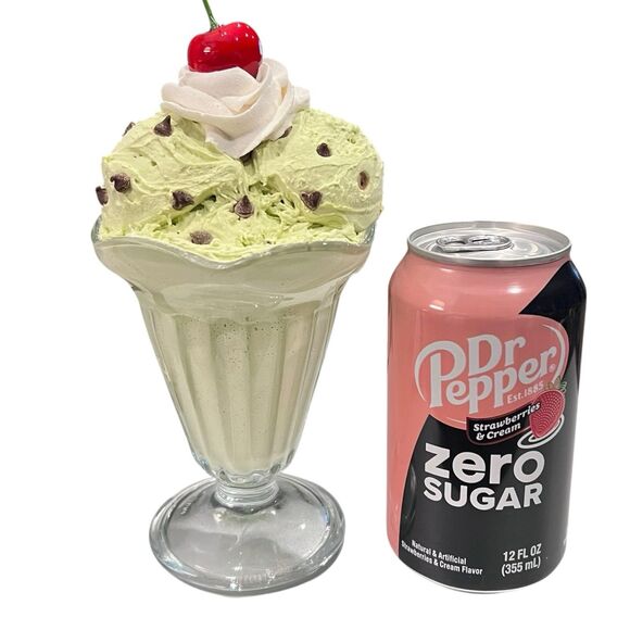 Faux Fake Ice Cream Sundae Parfait Food Display Heavy Glass Dish Realistic Decor - Picture 7 of 7